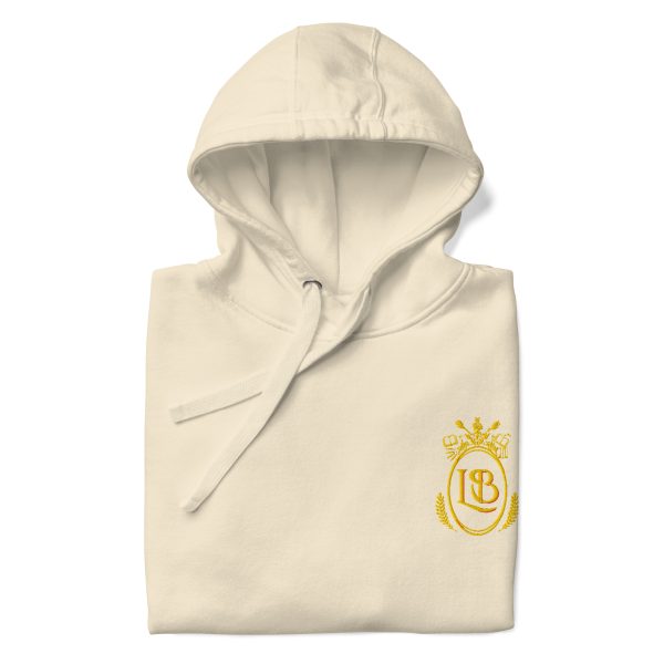 LB Crest Hoodie in Ivory & Gold Embroider