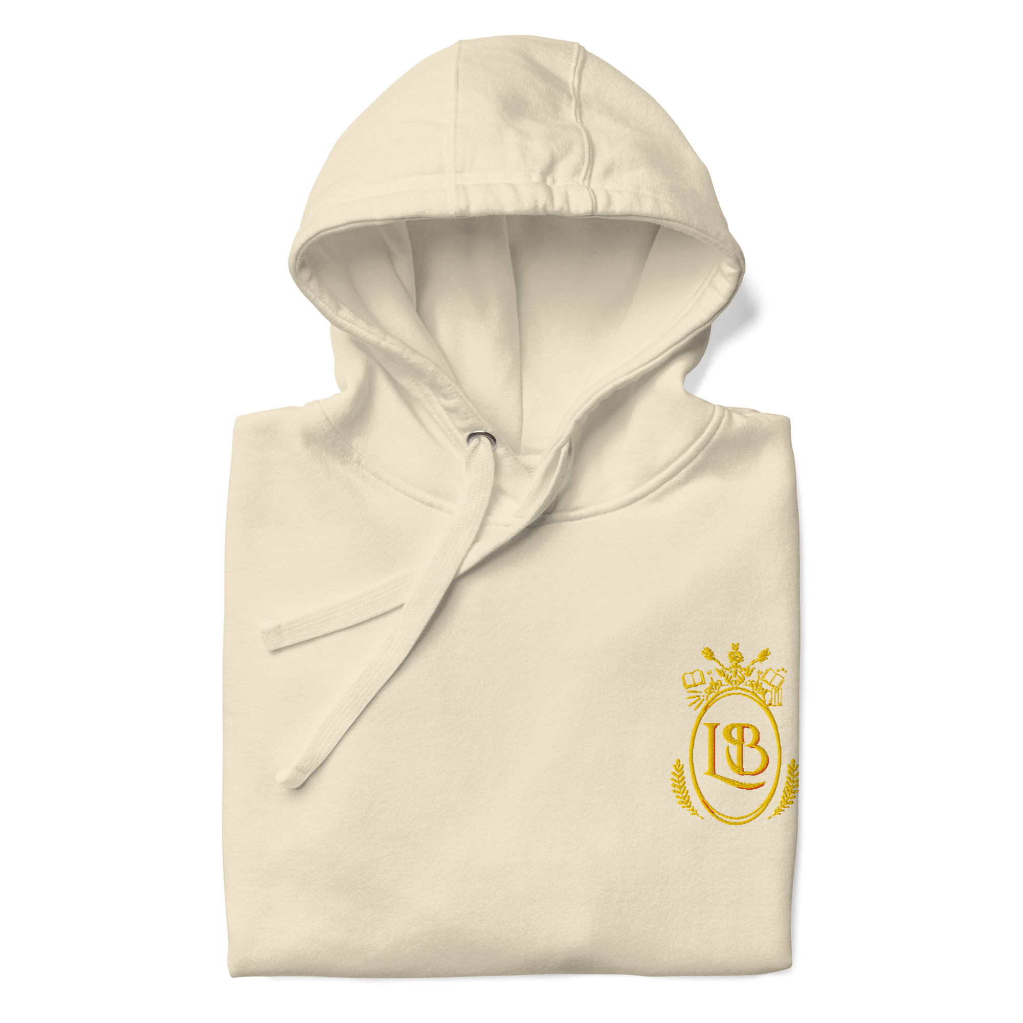 LB Crest Hoodie in Ivory & Gold Embroider - Image 1