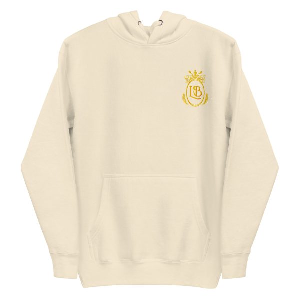 LB Crest Hoodie in Ivory & Gold Embroider