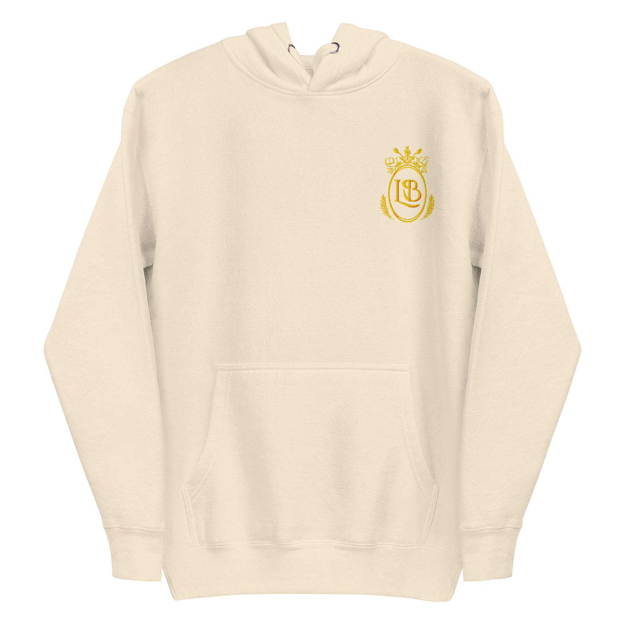 LB Crest Hoodie in Ivory & Gold Embroider - Image 4